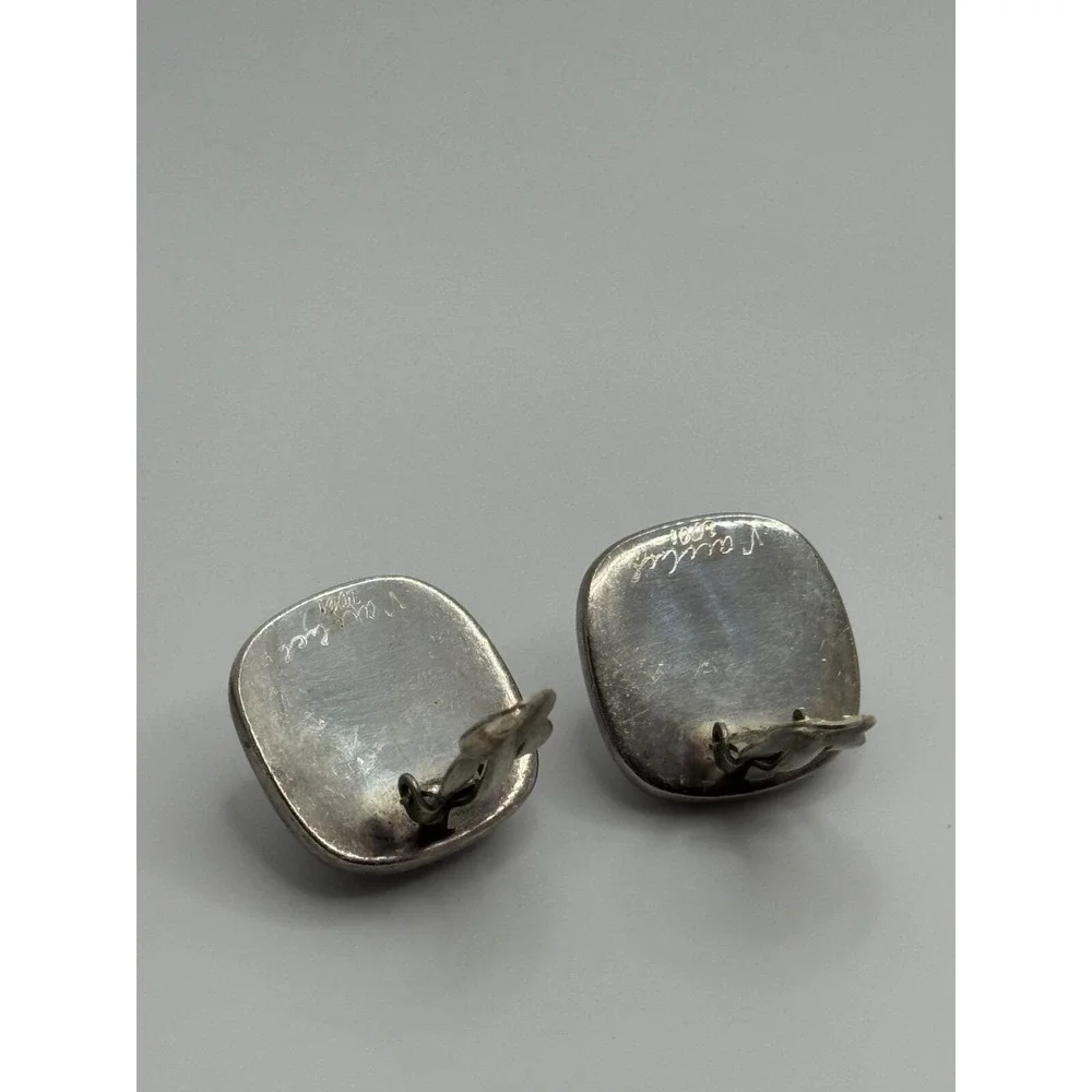 2001 Steve Vaubel Sterling Silver‎ Glass Clip On Earrings